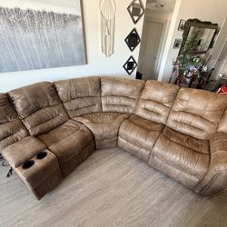 Leather recliner couches