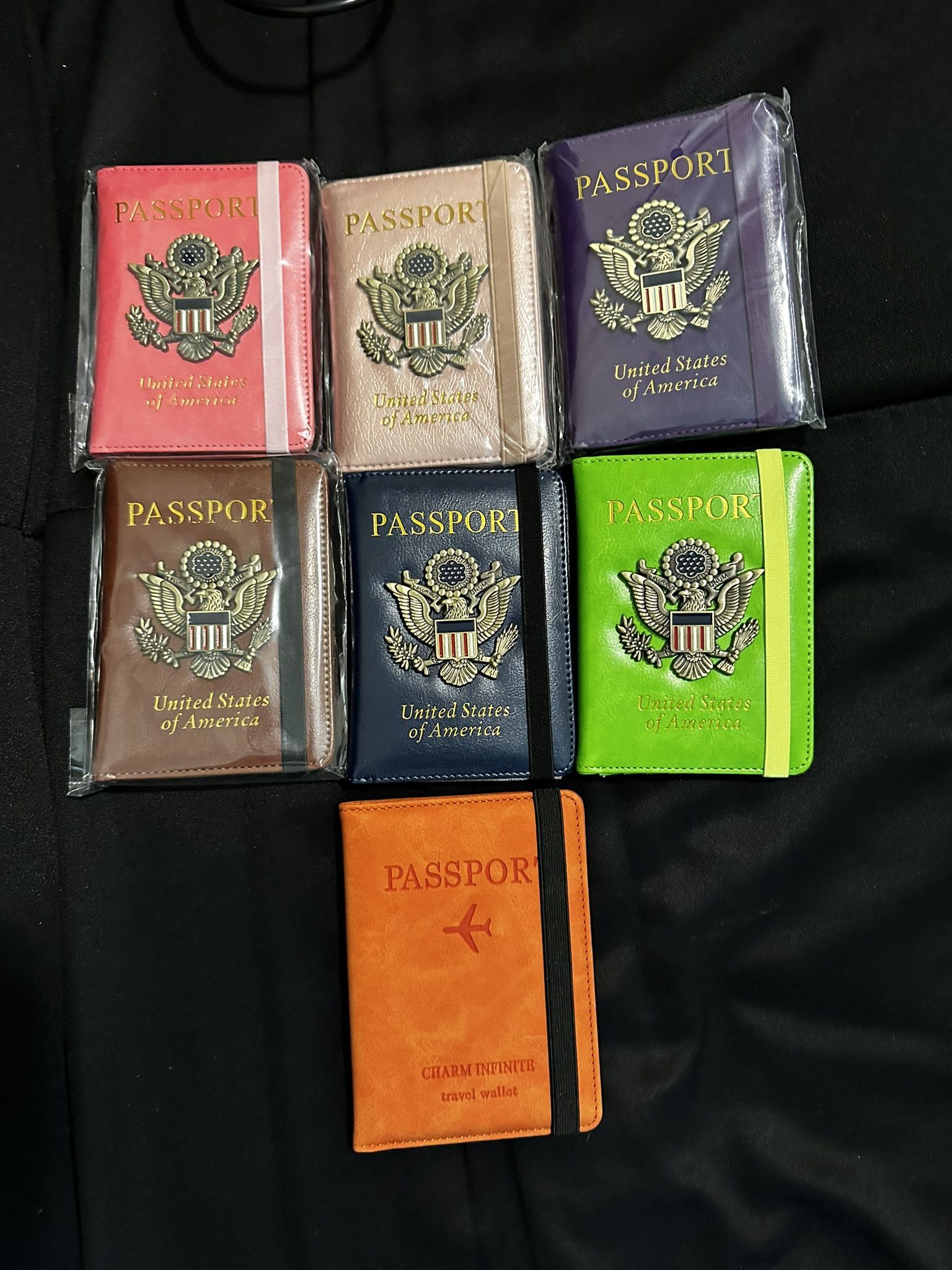 Passport Holder Wallet Cover for Men Women Family, Metal US Badge