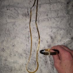 Men's Gold Plates 21inch Necklace And Bracelet 