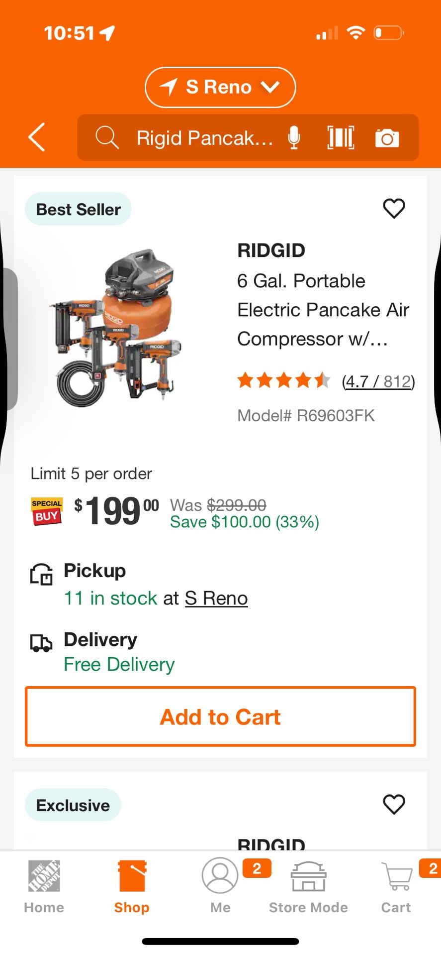 Ridgid Air Compresser And 3 Nails Gun