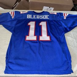 Authentic Auto Wilson Drew Bledsoe Jersey Patriots Mens 48 Clean NFL Usa Sewn