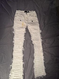 Cream Stacked Pants