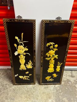 Asian Black Lacquer Wall Art