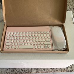 Pink Bluetooth Keyboard And Mouse