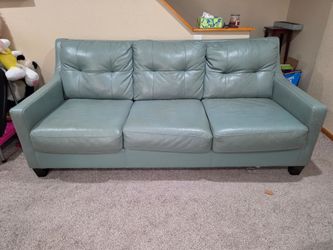 Teal Genuine Leather 3-Seat Sofa and Love Seat