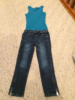 Tank top 7/8 and green dog jeans size 6