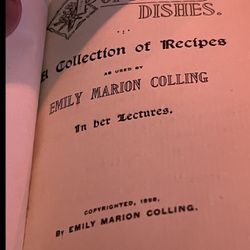 1898 "POPULAR DISHES" COOK BOOK BY EMILY MARION COLLING