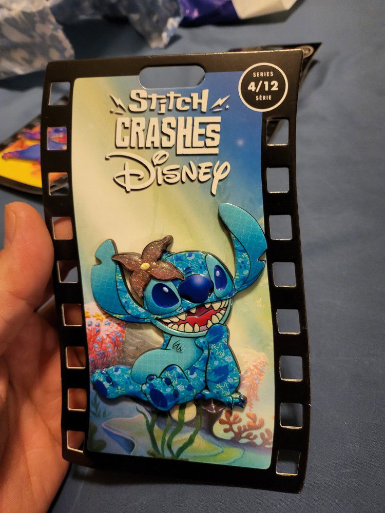 Stitch Crashes Disney Little Mermaid Pin 