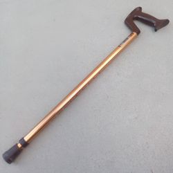 Futuro Bronze Lightweight Push-Button Adjustable (30.5"- 38.5") Aluminum Walking Cane with Brown Orthopedic Derby High Impact Plastic Grip Handle 

