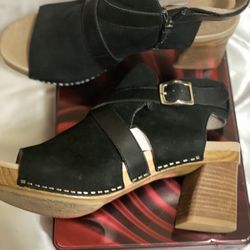 DANSKO Shoes Arlene Black Nubuck Platform Sandal Size 7.5