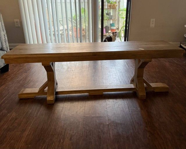 Gray Wooden Finish Bench (Doubles As Coffee Table)