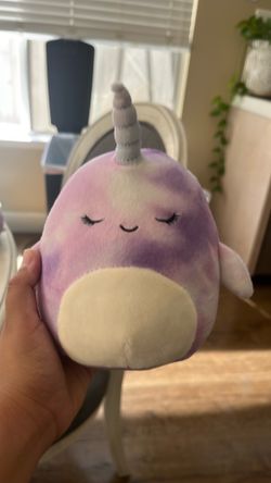 Pink & purple tie dye narwhal squishmellow