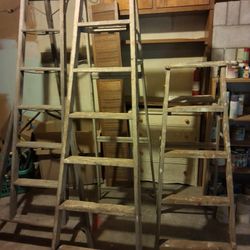 Vintage Wooden Stepladders - Heavy Duty / Decor