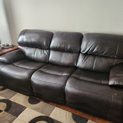 Leather Sofa Dual Power Recliner 