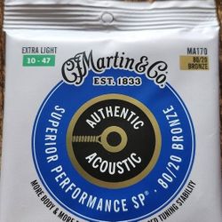 Martin Acoustic Guitar Strings Bronze Wound 80/20 Extra Light 10-74