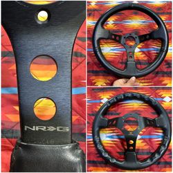 NRG Innovations Black Leather Steering Wheel 693926 13.5”