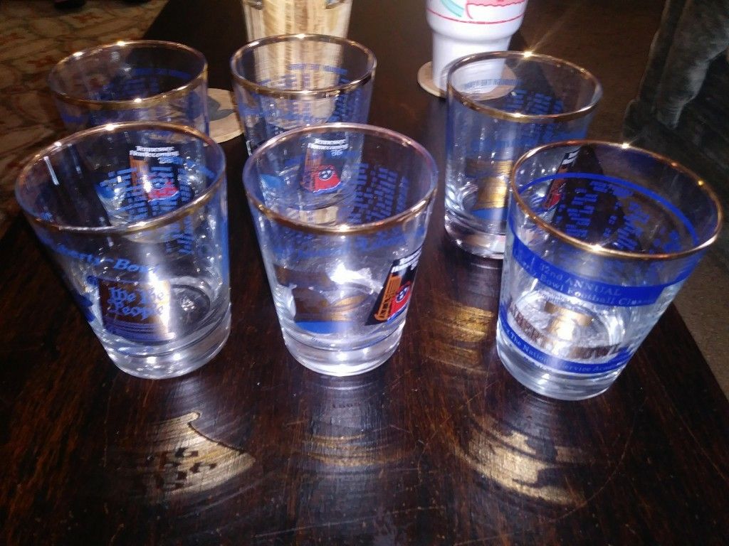 6 liberty bowl gold rim cups
