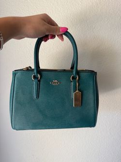 Coach Mini Surrey Carryall – Viridian Green/Teal Leather