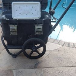 Big wheel Mobile Fishing cart Dolly box & cooler penn rod & Reel Beach pier 👍