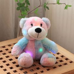 Hopearl LED Plush Teddy Bear Colorful Lighting Up Stuffed Animal Floppy Night Lights Glow in The Dark Valentine's Day Birthday Mother's Day for Kids G