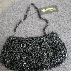 Inge Christopher Black Beaded Evening Bag