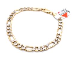 10kt Two Tone Gold Diamond Cut Hollow Figaro 8” 6.3mm 5.10grams 154984 1