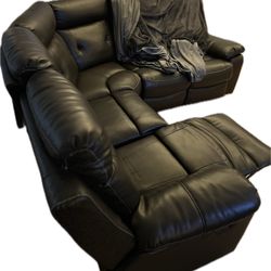 Brown Leather Recliner Sectional 