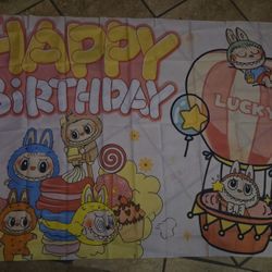 Labu Little Monsters Cute Birthday Banner  Party Backdrop Decoration 60x44 Inches - 5x3 