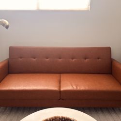 Faux Leather Convertible Sofa with Storage