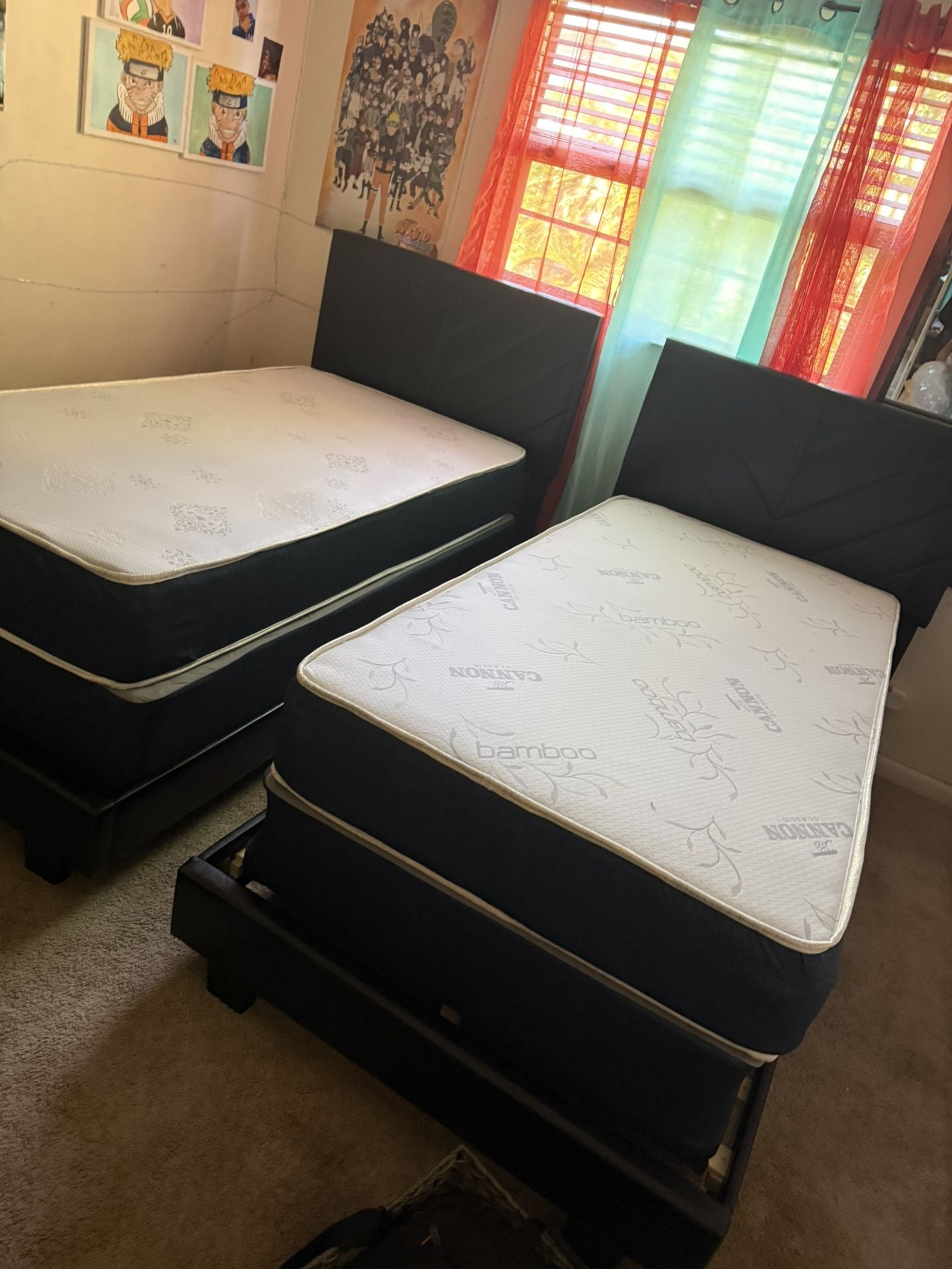 2 Twin  Size Bed Frame With 2 Mattress And  All New Furniture And Free Delivery 