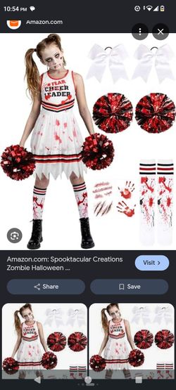 Zombie Cheerleader Halloween Costume Set Girls Size L