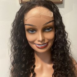 Black Lace Front Wig Water Wave Human Hair Wig For Women Curly Pre-plucked Wear Go Glueless 