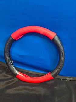 Anti-Slip Black Carbon Fiber Top PVC Leather Steering Wheel Cover for Hyundai