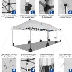 10x30 Pop Up Canopy with 8 Sidewall,Heavy Duty Canopy UPF 50+ All Season Wind Waterproof Commercial Outdoor Wedding Party Tents for Parties Canopy Gaz