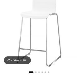 Bar stool, counter height white/chrome plated, 26 "