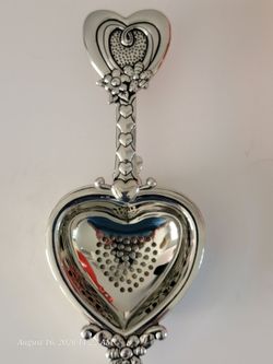 Heart-Shaped Silver-Tone Tea Strainer