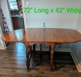 Authentic Mid-Century Imperial Drop-Leaf Dining Table -
Refinished Top, 72" x 42