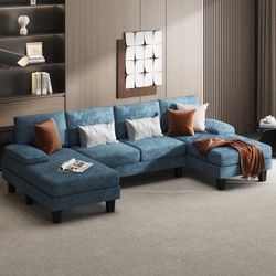 New Modern Soft Cotton Chenille Fabric Convertible Sectional Sofa U Shaped Couch for Living Room Oversized Seating with Comfortable Backrest New in b