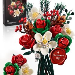 Christmas Flower Bouquet Building Set 2025, Artificial Roses Botanical Collection for Adults - Gift for Christmas & Valentines Day - Home 