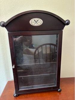 Baseball display cabinet case with glass door wood