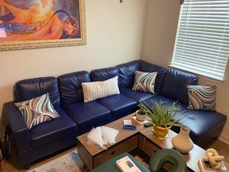 Couch Blue Faux Leather
