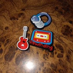3 Piece Croc Charms Guitar Tape And Headphones 