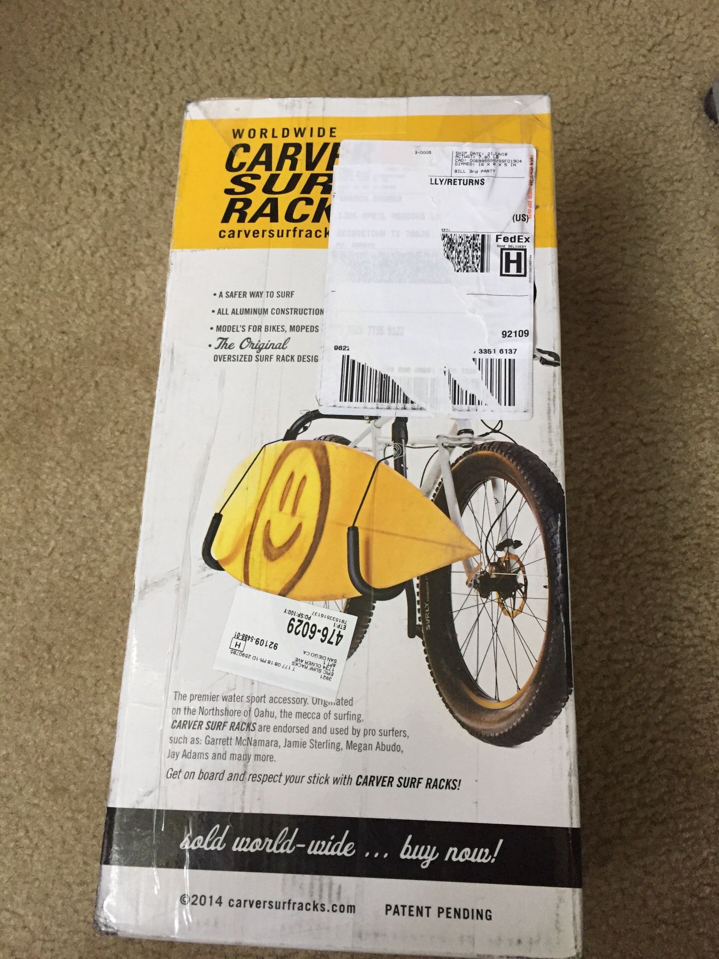 Carver Moped Rack - New In Box - Surf Rack - Surfboard Bike Rack