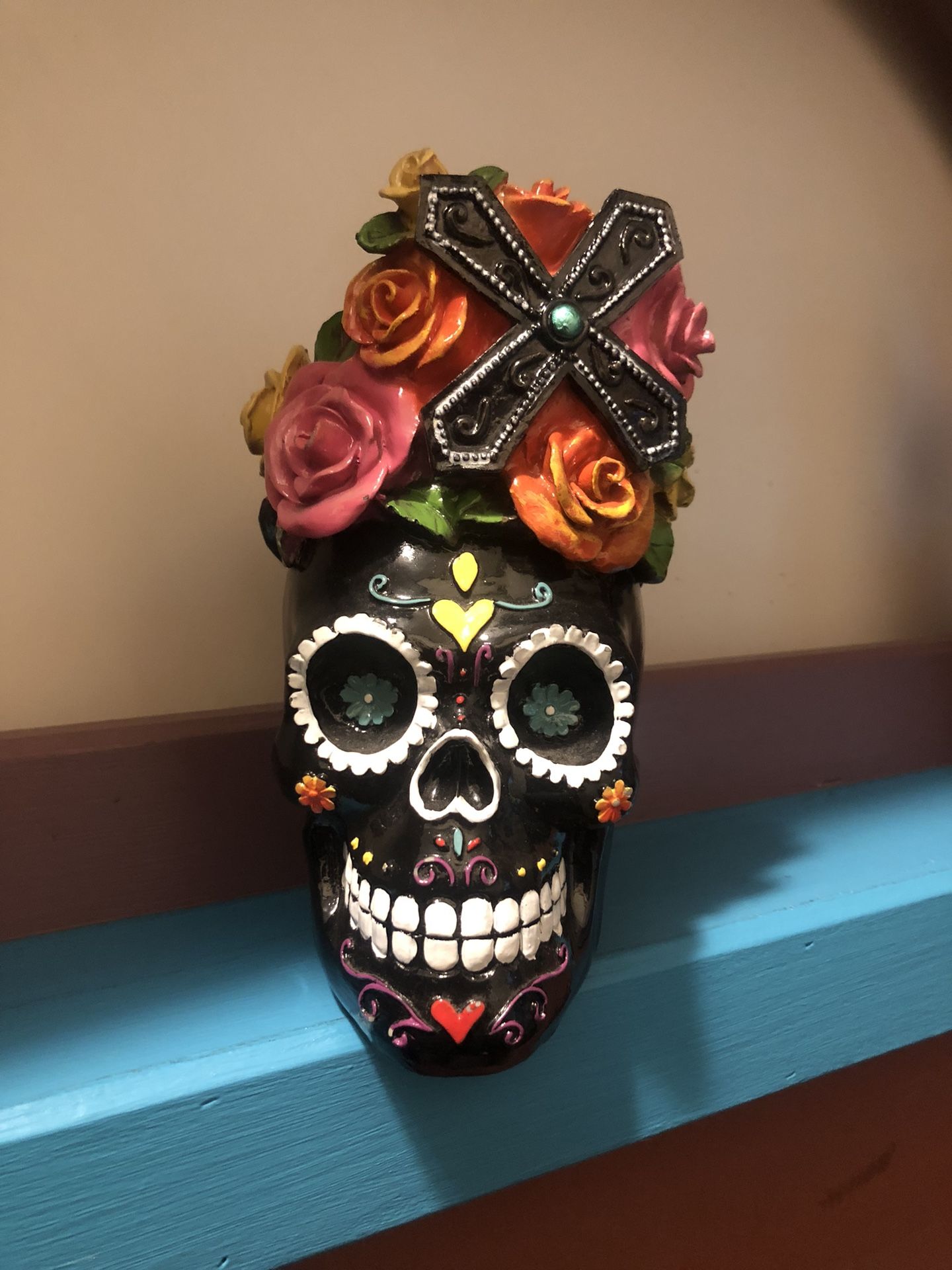 Day Of The Dead Dia De Los Muertos Halloween Skull Candle Holder