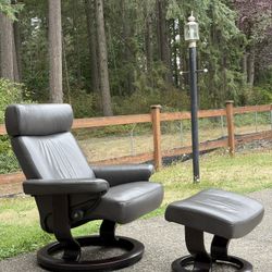 Ekornes Stressless Leather Swivel Recliner & Ottoman