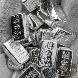 SILVER POURED BULLION 10 LBS of .999 PURE silver bullion poured all in 1/2 oz and 1 oz rounds and poured bars
