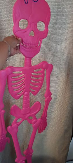 Pink Plastic Skeleton Halloween Decoration