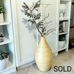 Bamboo Wood Floor Vase with Artificial Plant 36" x 12" - CASH ONLY,  PICKUP ONLY in SW Mesa, Dobson & Guadalupe - fake plants faux plants flowers 