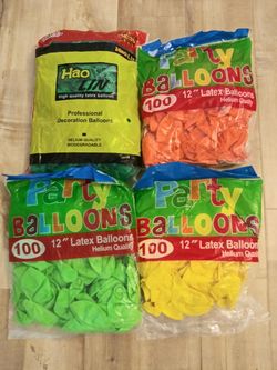 4bags 100 latex balloons 12" each helium quality