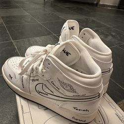 NIKE AIR JORDAN 1 MID SS (GS) “SCHEMATIC" WHITE-BLACK SZ 5.5 Y